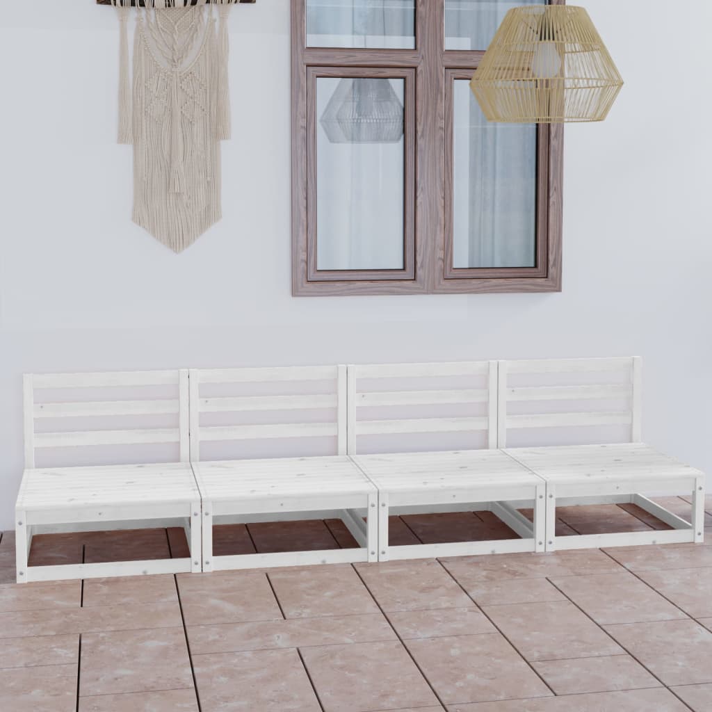 Outdoor-Sofa 4-Sitzer Weiss Massivholz Kiefer